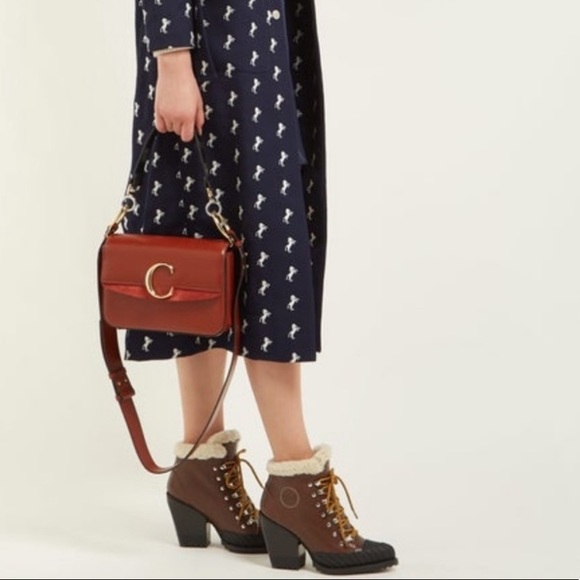 CHLOE Rylee Lace-Up Leather Ankle Boots Size 38 - Picture 2 of 13